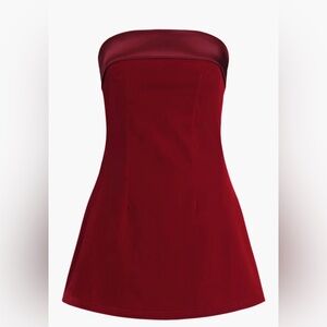 Satin Velvet Strapless Short Dress. COMMENSE
